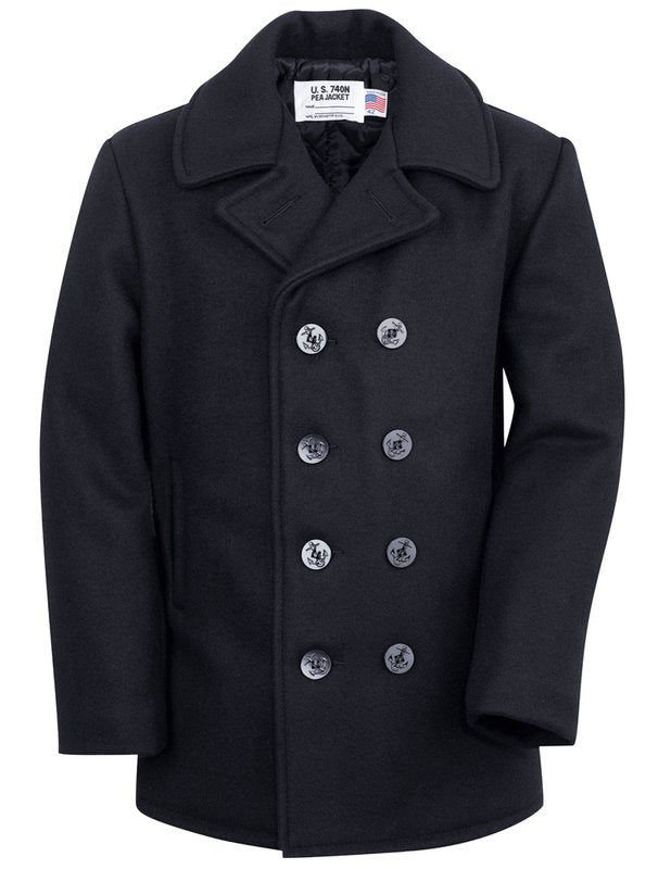 ろろ SKULL BUTTON SHORT PEA COAT 3133T Schott Classic Melton Wool Navy Pea Coat 740 – Belmont Army WP