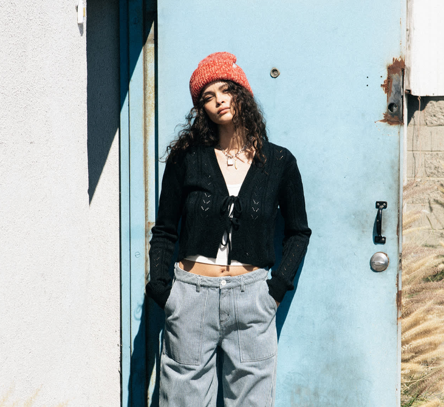 Brixton Cropped Pointelle Tie Cardigan - Women