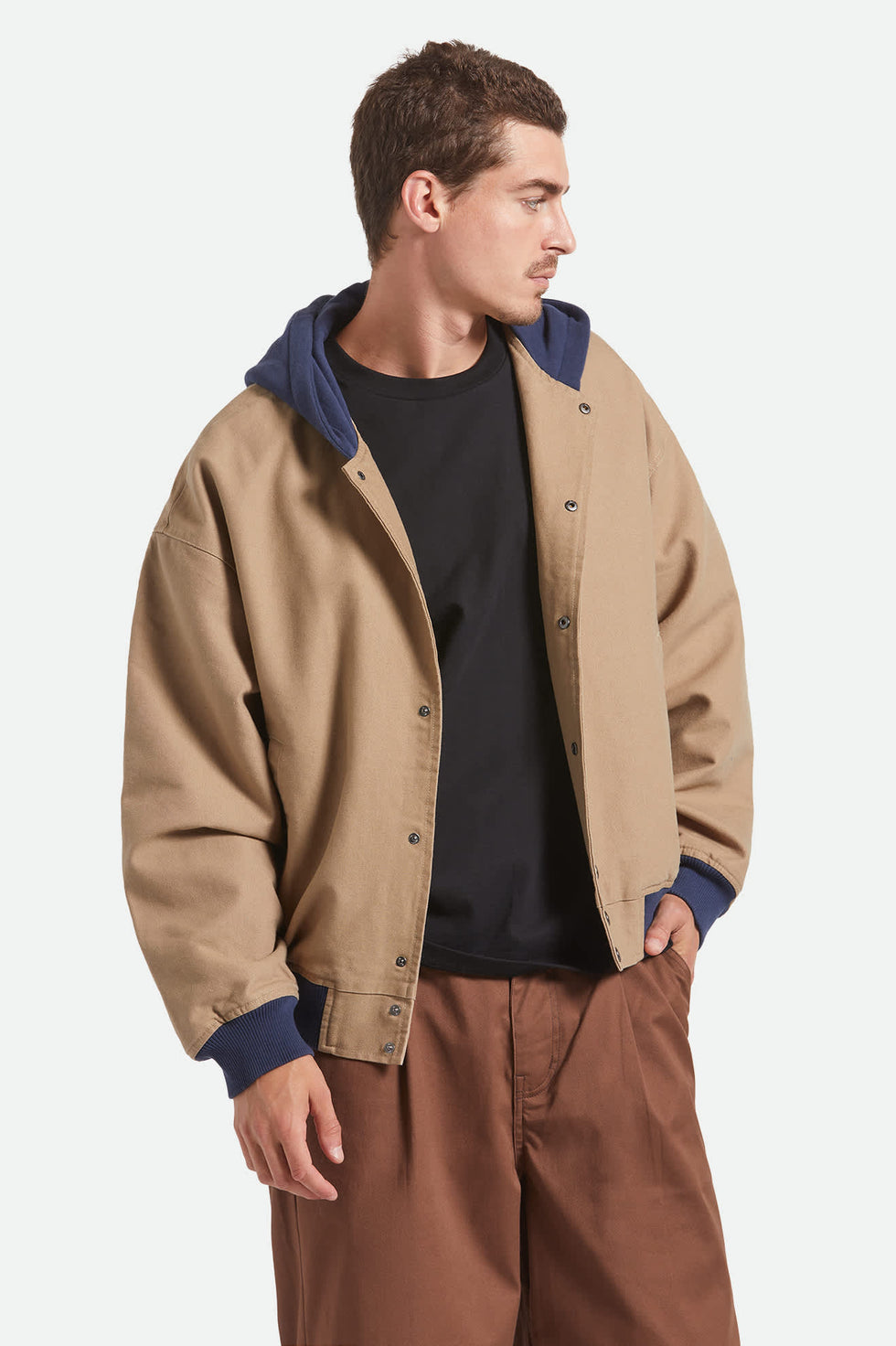 Brixton Men's Canvas Hooded Bomber Jacket
