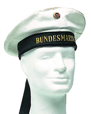 European Surplus German White Sailor Hat w/ Ribbon
