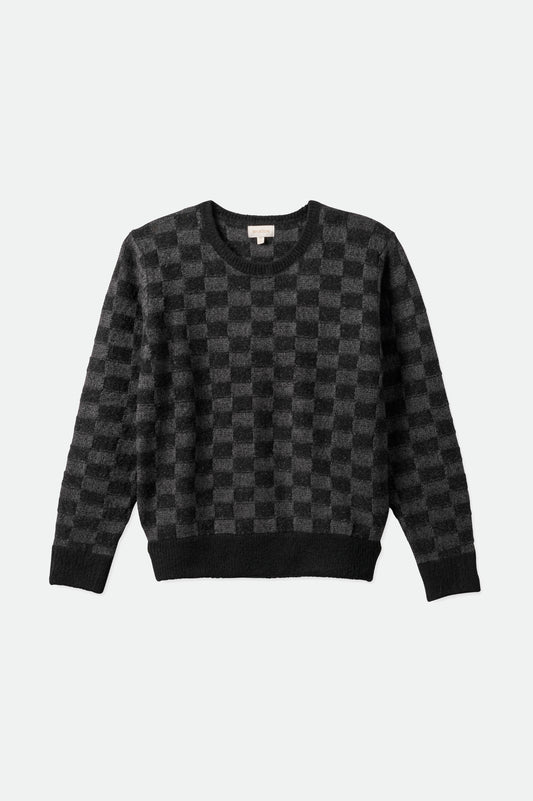 Women's Check Faux Mohair Sweater - Black