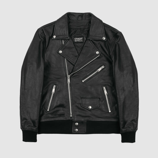 Men's Classic Fit Baron Leather Jacket - Black/nickel/black