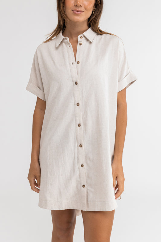 Women's Classic Shirt Dress - Oat