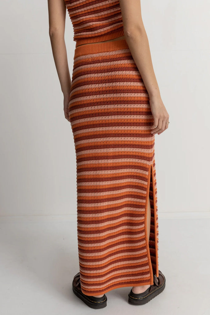 Women's Spirit Knit Stripe Midi Skirt - Coral