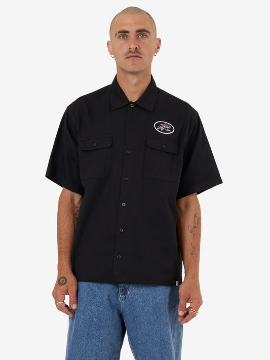 Cherub Short Sleeve Work Shirt - Black