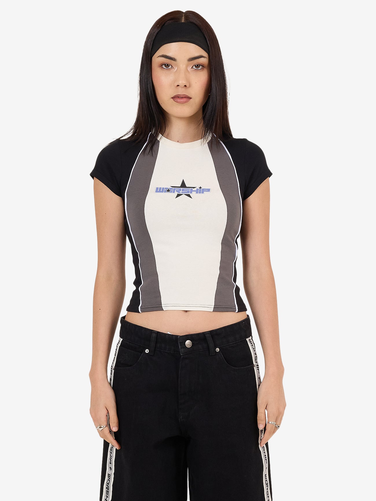 Shooter Paneled Cap Sleeve Tee - Zine