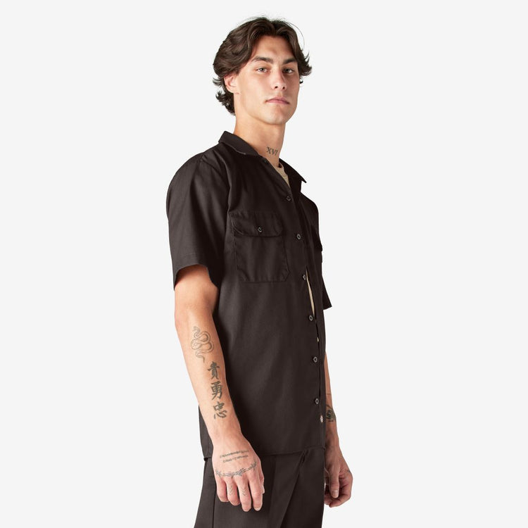 Men's Short Sleeve Work Shirt - Dark Brown 1574DB