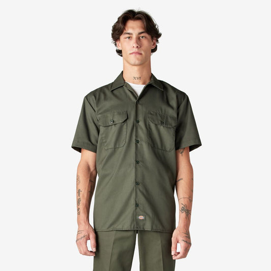 Men's Short Sleeve Work Shirt - Olive Green 1574OG