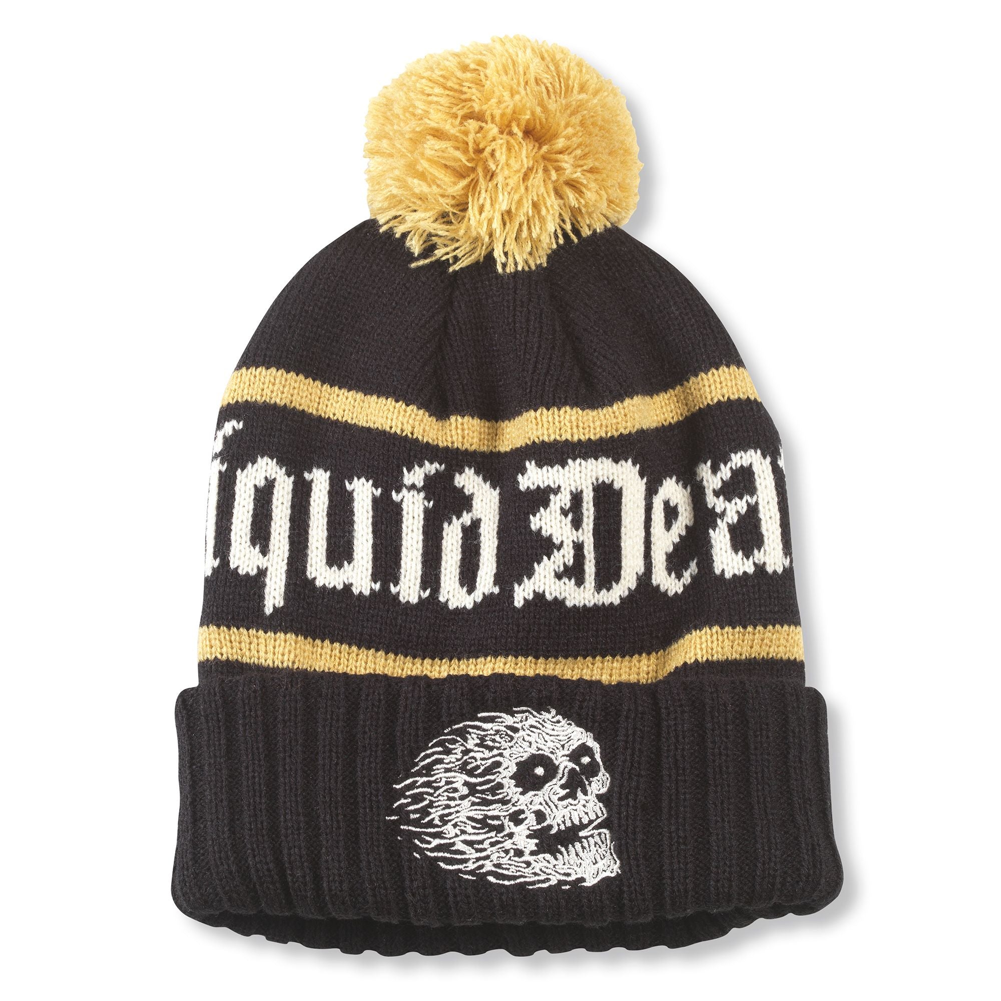 Liquid Death Pillow Line Knit Pom Pom Beanie
