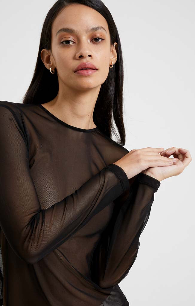 Women's Toni Mesh Long Sleeve Top - Black