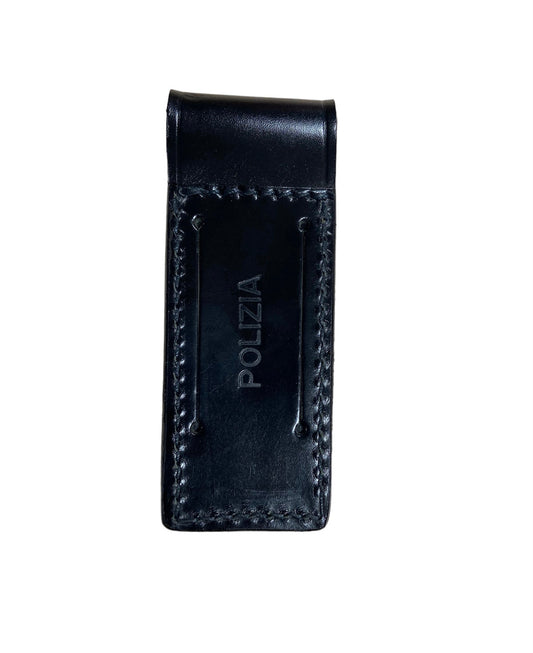 Italian Police Black Leather Pistol Mag Pouch - New