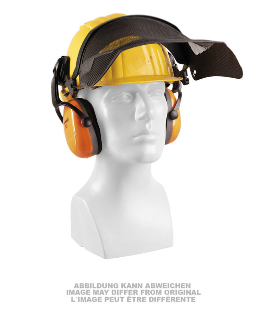 German Yellow Safety Helmet W/Ear Protection & Visor Like New
