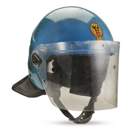 Italian Blue Police Riot Helmet W/Shield Used