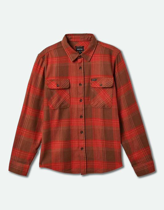Men's Bowery Long Sleeve Flannel - Barn Red/Bison