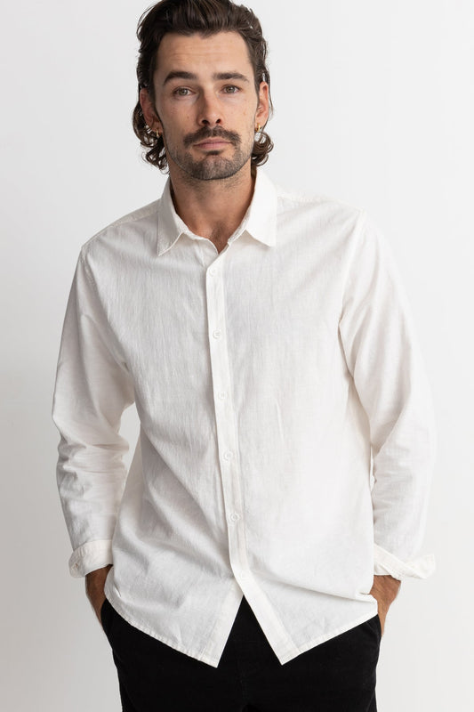 Men's Classic Linen Long Sleeve Shirt - White