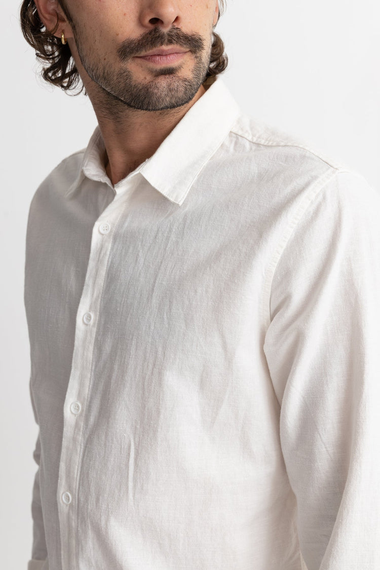 Men's Classic Linen Long Sleeve Shirt - White