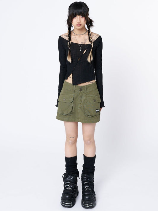 Women's Shay Green Cargo Mini Skirt