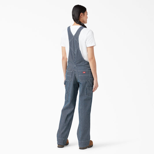 Women's Relaxed Fit Bib Overalls - Rinsed Hickory Stripe