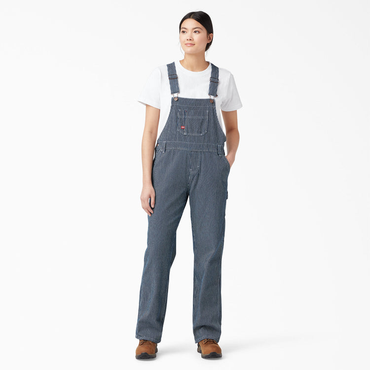 Women's Relaxed Fit Bib Overalls - Rinsed Hickory Stripe