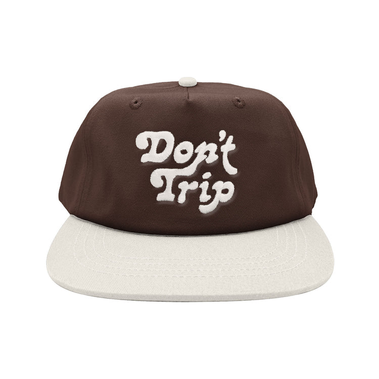 DON'T TRIP TWO TONE SHORT BRIM SNAPBACK HAT - BROWN/BONE