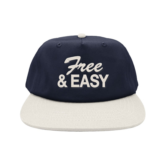 FREE & EASY TWO TONE SHORT BRIM SNAPBACK HAT - NAVY/BONE