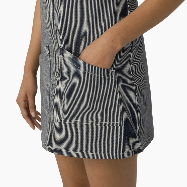 Women's Dickies 5" Hickory Stripe Bib Dress - Blue