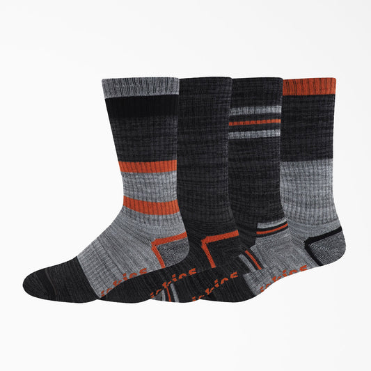 Striped Crew Socks, 4-Pack - Graphite/Black/Orange
