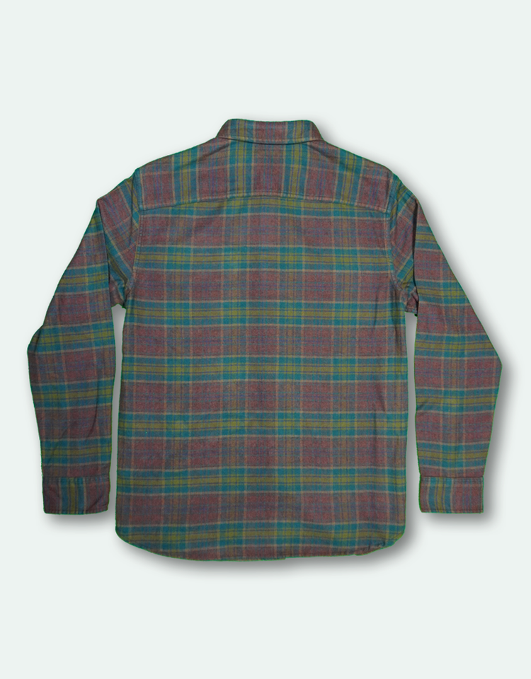 Men's Burnside Flannel Shirt - Teal/Olive/Gold