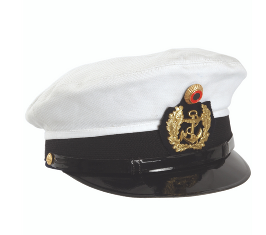 German White Navy Visor Hat - Surplus