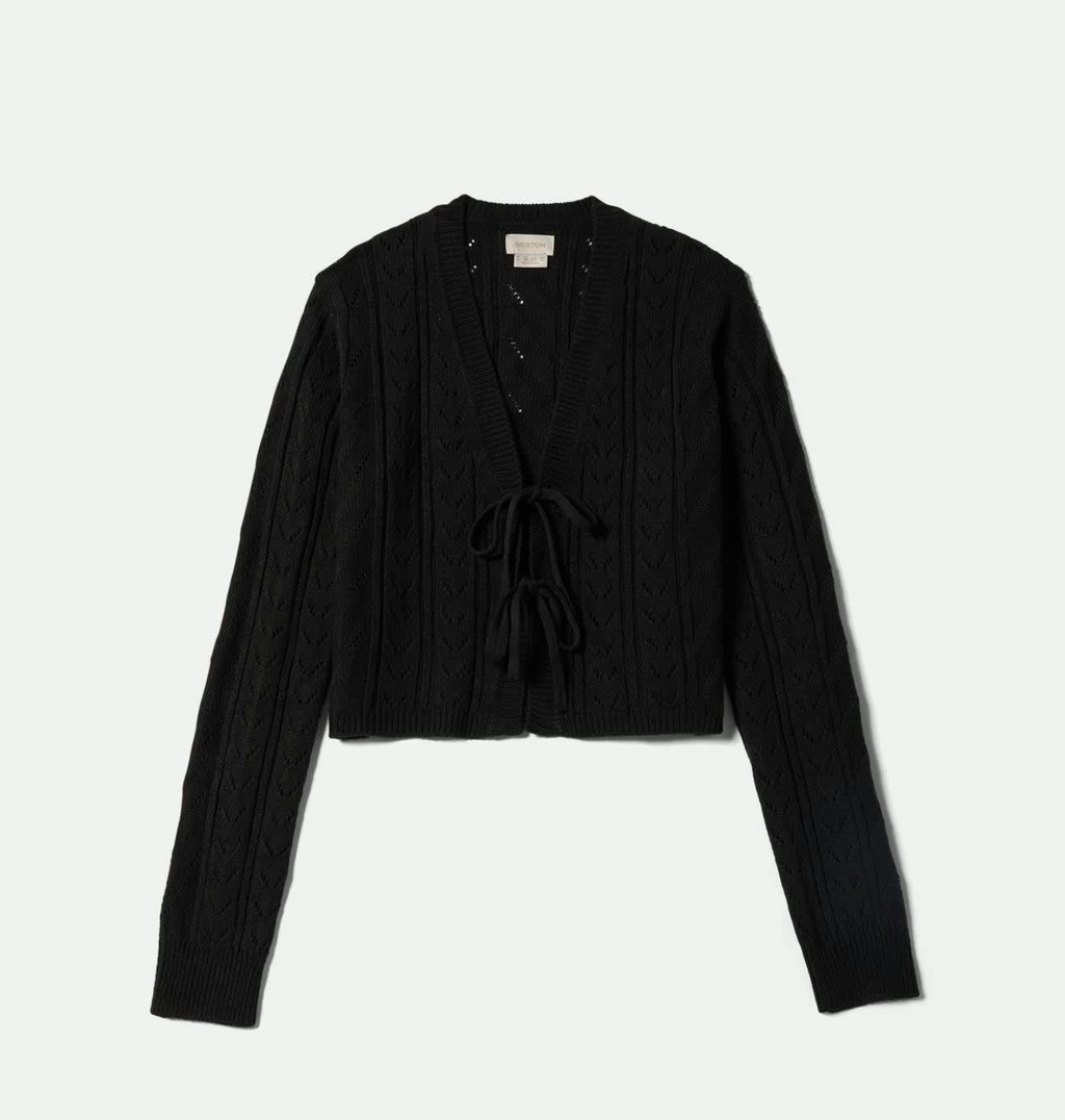 Brixton Cropped Pointelle Tie Cardigan - Women