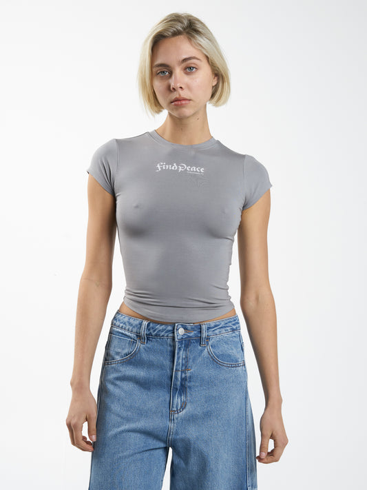 Women's Find Peace Club Tee - Washed Gray