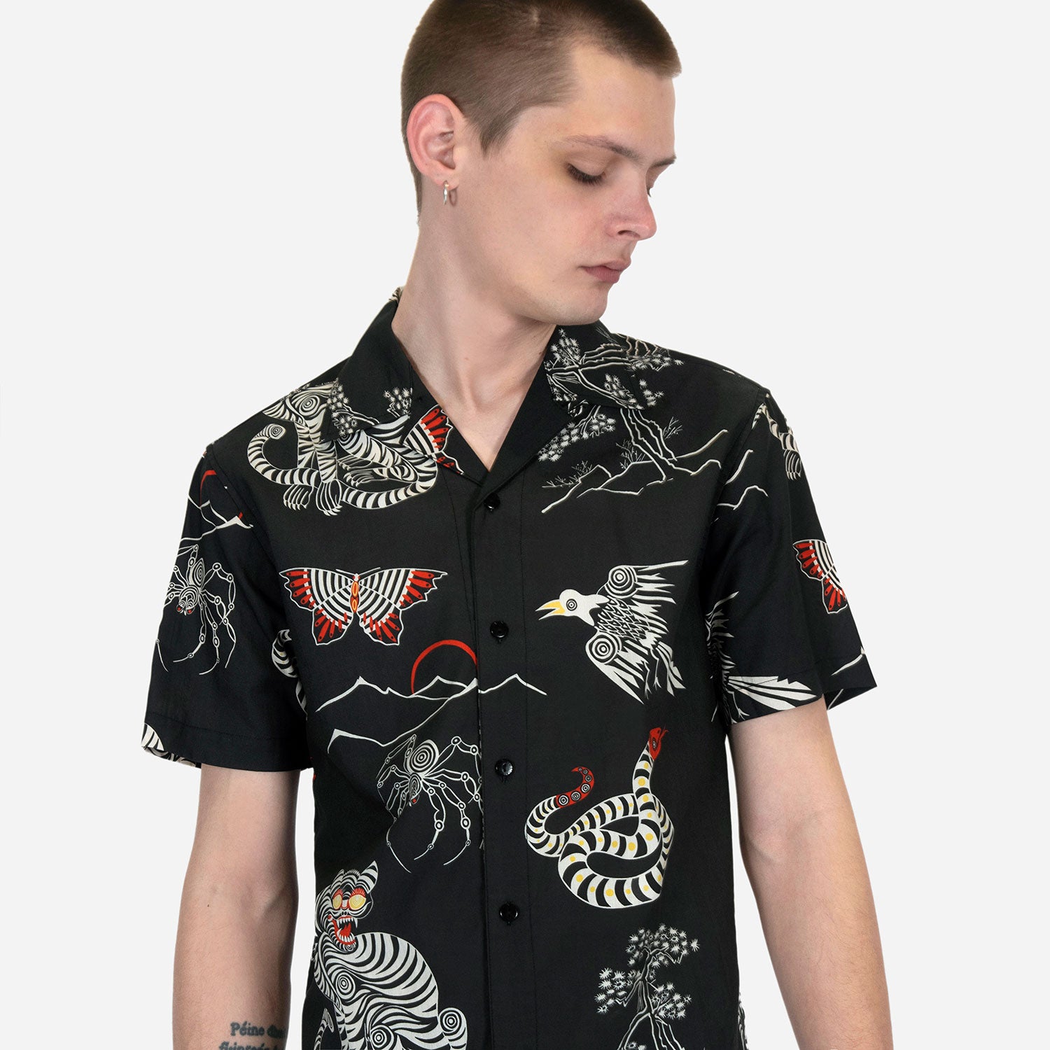 Art Of War Animal Motif Short Sleeve Shirt