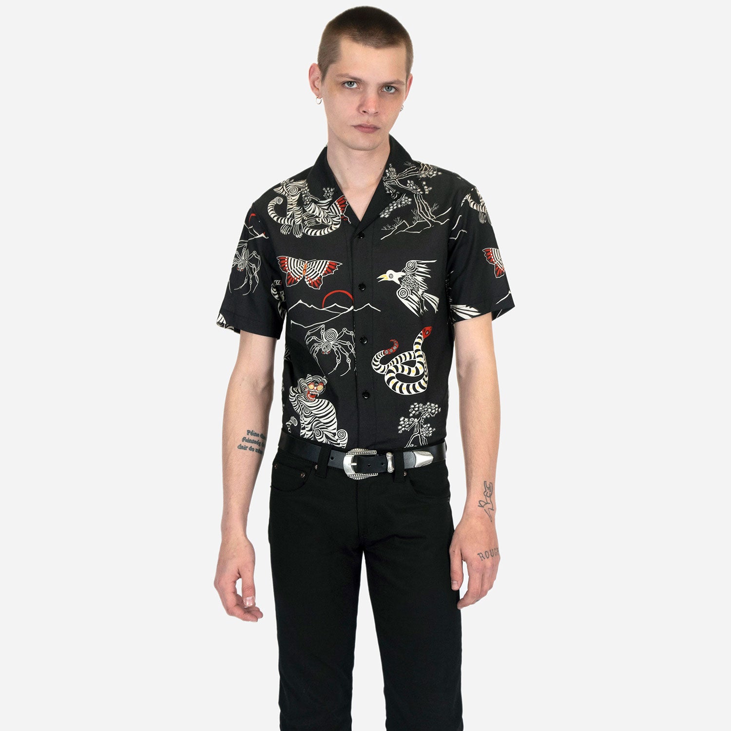 Art Of War Animal Motif Short Sleeve Shirt