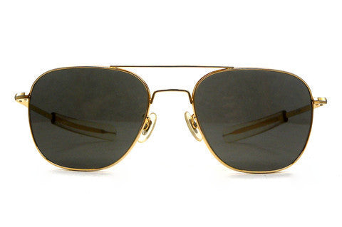 American Optics Eyewear Original Pilot Sunglasses - Gold Frame / Grey Lens