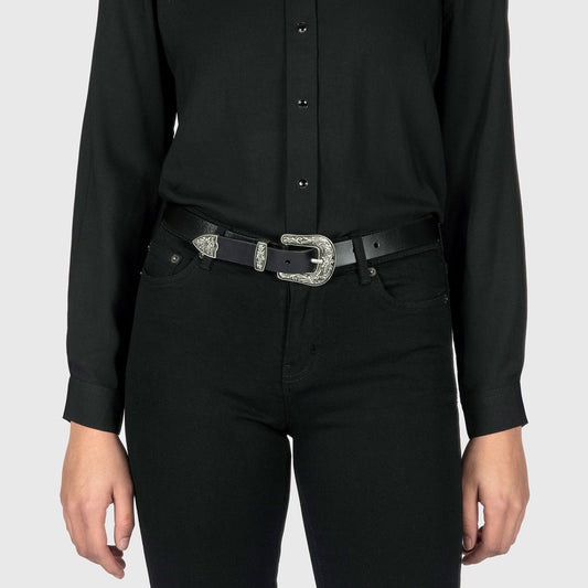Women's Freddie Belt - Black Leather
