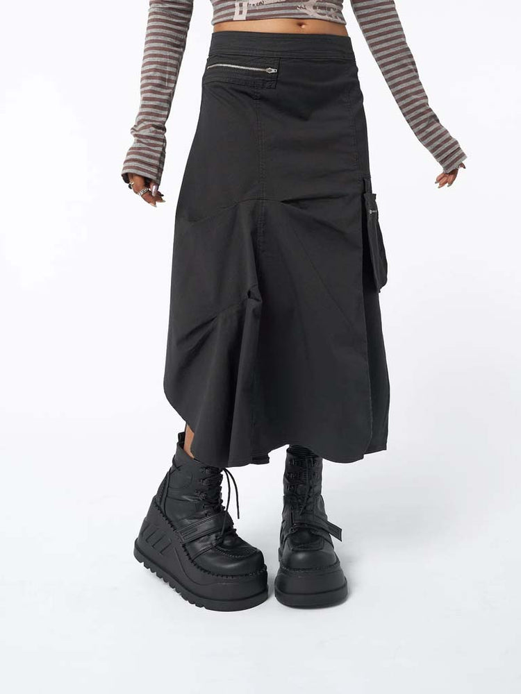 Women's Lexi Black Tech Cargo Maxi Skirt