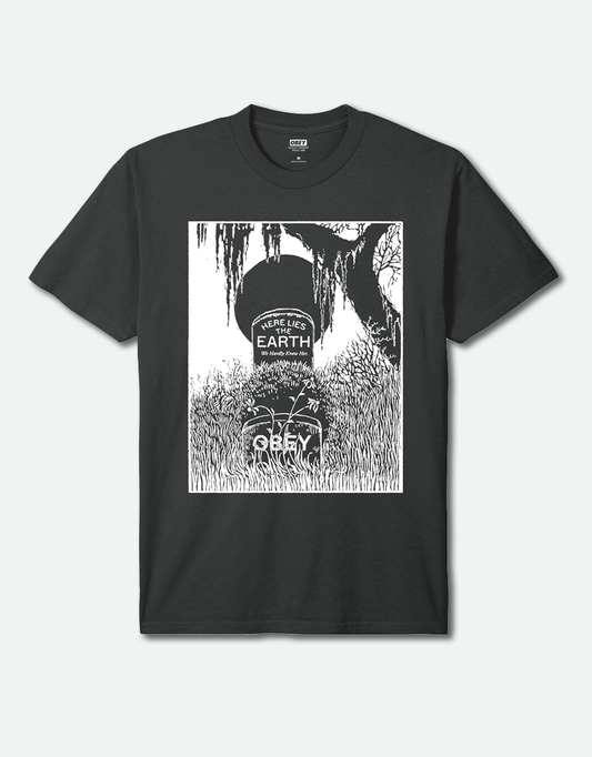 Men's Obey Here Lies The Earth Tee - Pigment Vintage Black