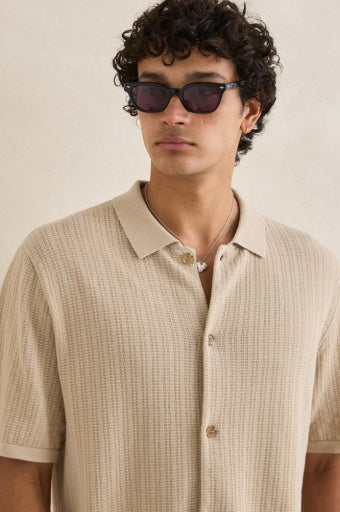 Men's Textured Knit Short Sleeve Shirt