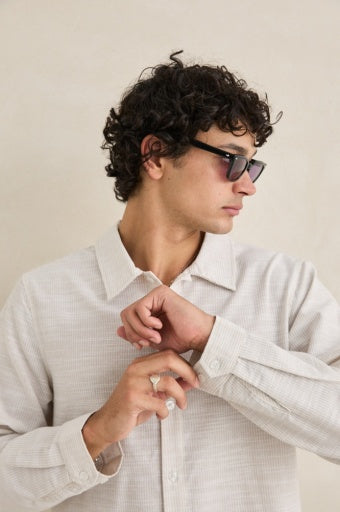 Men's Striped Linen Long Sleeve Shirt