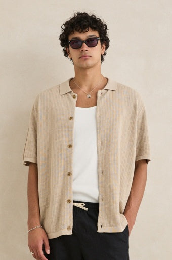 Men's Textured Knit Short Sleeve Shirt