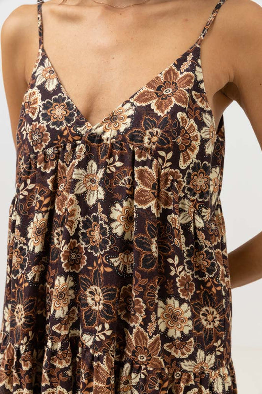 Women's Cantabria Floral Tiered Midi Dress - Brown