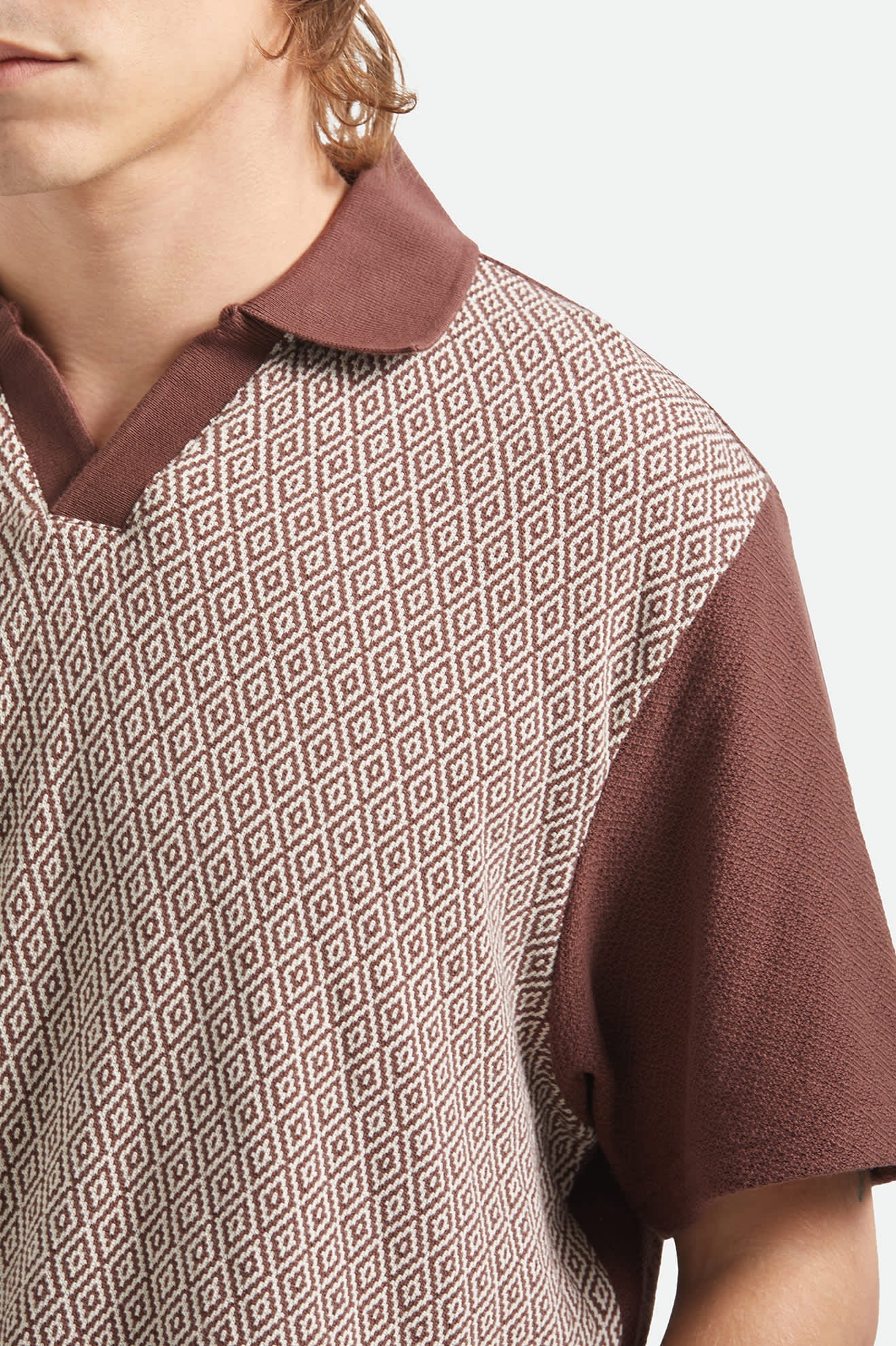 Brixton Men's Theo Jacquard Short Sleeve Polo