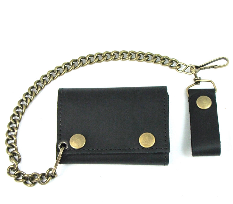 Oil Tan Tri-Fold Chain Wallet