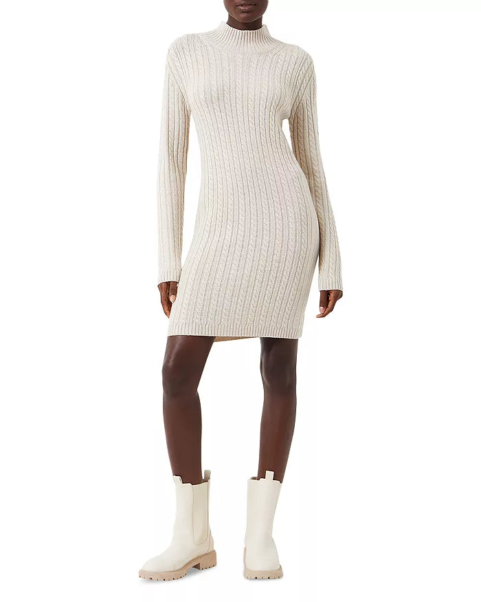 Women's Katrin Cable Long Sleeve Dress - Light Oatmeal White