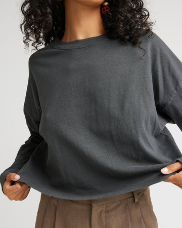 Women's Relaxed Crop Long Sleeve Tee - Stretch Limo