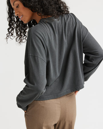 Women's Relaxed Crop Long Sleeve Tee - Stretch Limo