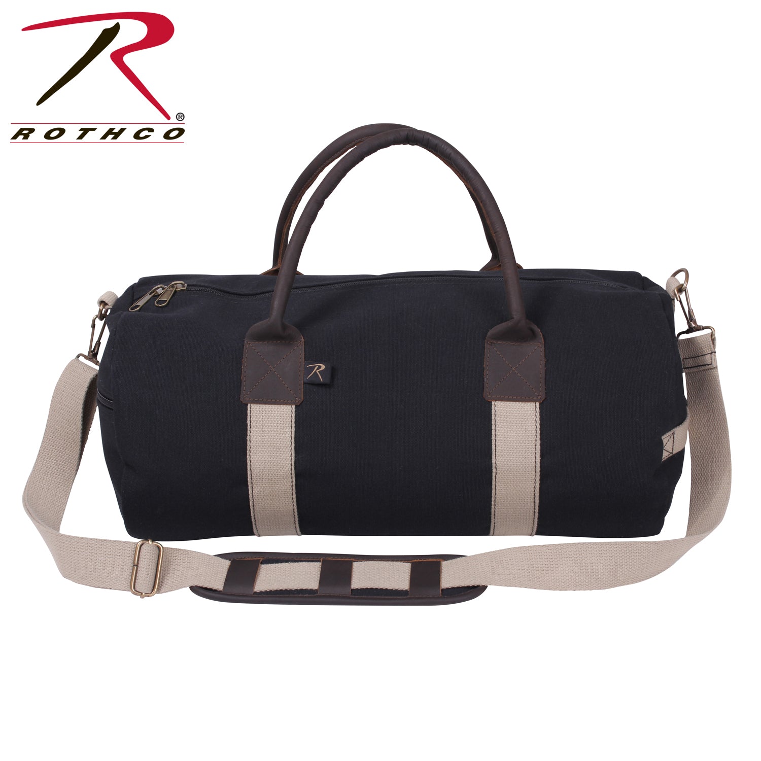 Rothco Canvas & Leather Gym Duffle Bag - Black