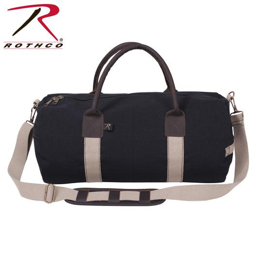 Rothco Canvas & Leather Gym Duffle Bag - Black