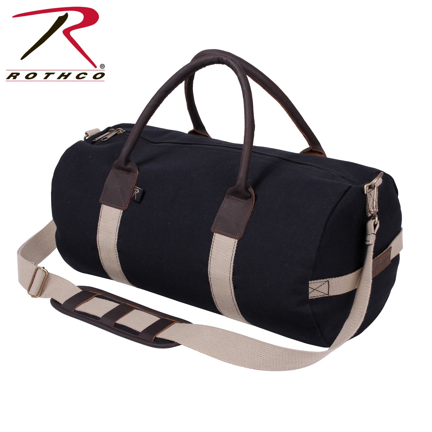 Rothco Canvas & Leather Gym Duffle Bag - Black