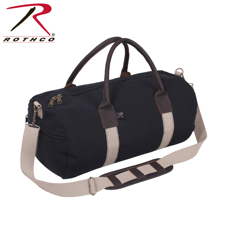 Rothco Canvas & Leather Gym Duffle Bag - Black